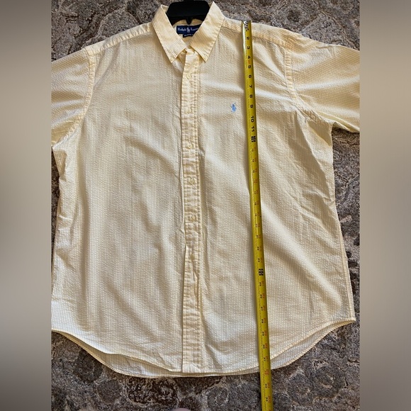 Ralph Lauren Men's XL Yellow  Seersucker Button-Up Shirt Preppy Summer Beachy - Picture 6 of 7